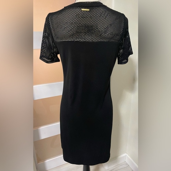 💎 MICHAEL Michael Kors black shift dress short sleeve midi SZ Small - Picture 3 of 6